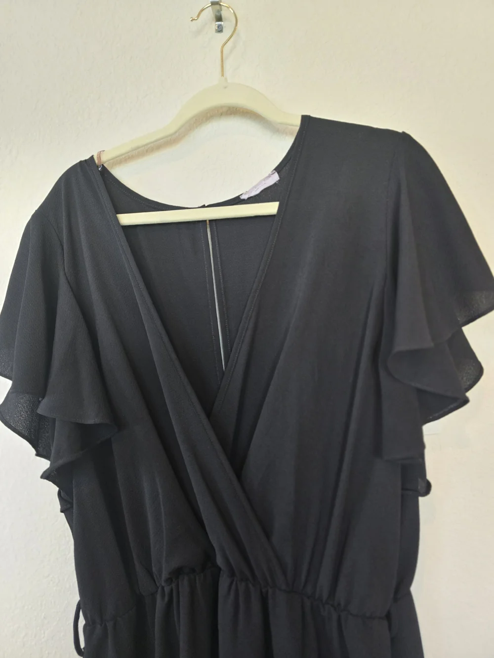 Chicsoul Black Flutter Sleeve Wrap Dress Sz 16